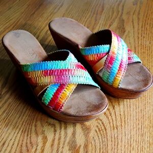 Multicolored Wedge Sandals
